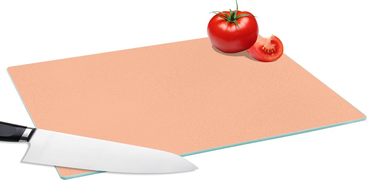 Glazen Snijplank - 39x28 - Abrikoos - Roze - Pastel - Effen - Kleur - Snijplanken Glas