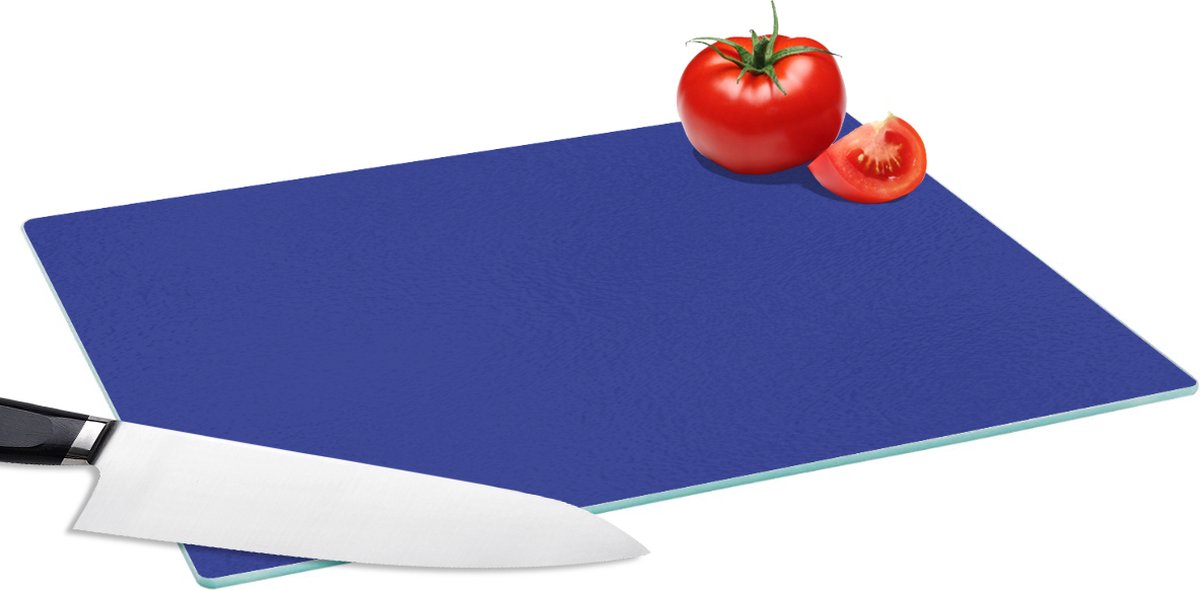 Glazen Snijplank - 39x28 - Blauw - Effen kleur - Donkerblauw - Snijplanken Glas