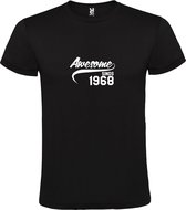 Zwart T-Shirt met “Awesome sinds 1968 “ Afbeelding Wit Size XXXL