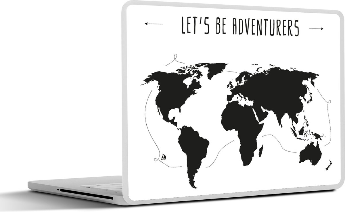 Laptop sticker - 11.6 inch - Wereldkaart - Quote - Zwart - Wit - Kindje - Jongetjes - Meiden - 30x21cm - Laptopstickers - Laptop skin - Cover