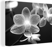 Tableau sur toile Fleur d'orchidée - noir et blanc - 80x60 cm - Décoration murale