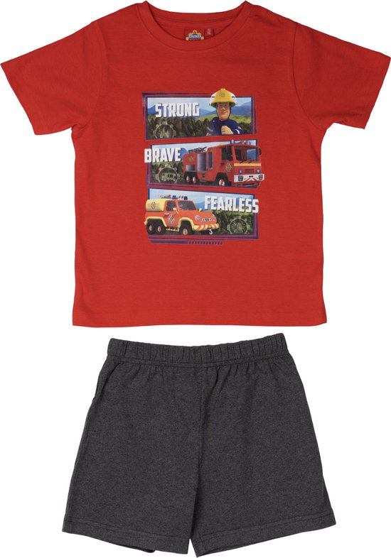 Brandweerman Sam Pyjama / Shortama - Rood / Grijs - Katoen