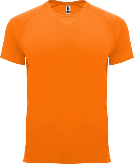 Fluorescent Oranje unisex sportshirt korte mouwen Bahrain merk Roly maat S