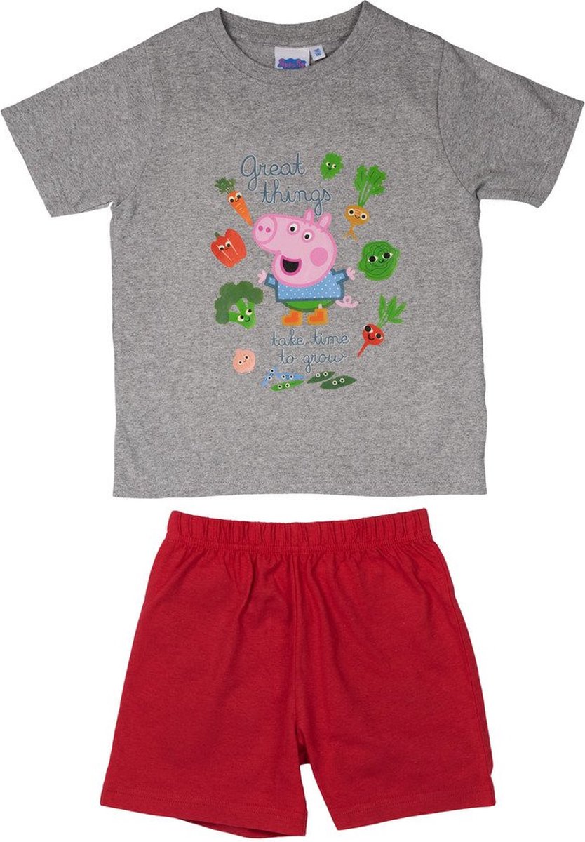 Peppa Pig/ Peppa Big Pyjama / Shortama - Grijs / Rood - Katoen - maat 110/116