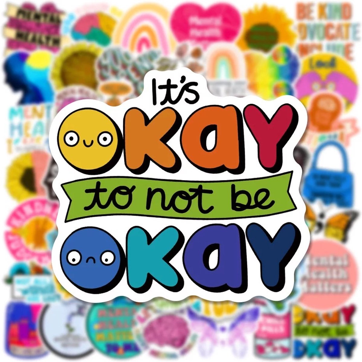 Mental Health Quote Stickers 50 Stuks | Emotionele Stickers | Mindfulness |Mentale Gezondheid | Mental Health Awareness | Laptop Stickers | Decoratie | Stickers Kinderen | Volwassenen | Plakstickers | Bullet Journal | Planner Stickers — afbeelding 2