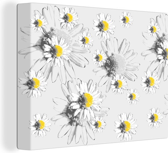 Tableau sur toile Marguerite - Camomille - Fleurs - Motifs - 80x60 cm - Décoration murale