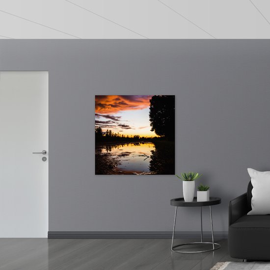 WallClassics - Affiche Brillante - Crépuscule sur les Eaux - 100x100 cm Photo sur Papier Affiche avec Finition Brillante