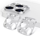 Screenz® - Camera lens protector geschikt voor iPhone 14 Pro / 14 Pro Max glitter zilver - Screenprotector - Beschermglas - Glasplaatje geschikt voor iPhone 14 Pro / 14 Pro Max - 2 stuks