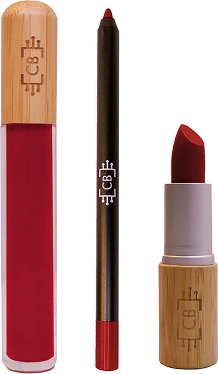 Cosm.Ethics Bar Duurzame veganistische makeup lippen kerst cadeau glossy - Donker rood