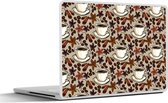 Laptop sticker - 14 inch - Koffie - Kaneel - Patronen - 32x5x23x5cm - Laptopstickers - Laptop skin - Cover