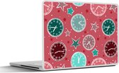 Laptop sticker - 14 inch - Klok - Roze - Patronen - Sterren - 32x5x23x5cm - Laptopstickers - Laptop skin - Cover