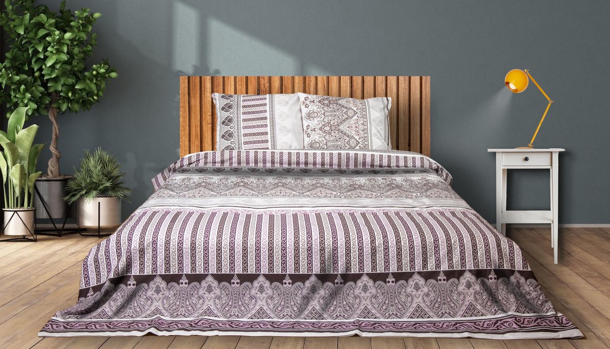 Lubna Home Dekbedovertrekset - Ranforce Katoen - Lila - Dubbel - Luxe Bedlinnen - 240x220/200cm 2xKussensloop