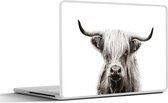 Laptop sticker - 10.1 inch - Schotse hooglander - Koe - Zwart - Wit - 25x18cm - Laptopstickers - Laptop skin - Cover
