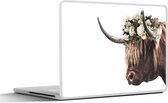 Sticker ordinateur portable - 11,6 pouces - Highlander écossais - Vache - Fleurs