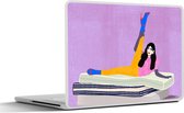 Laptop sticker - 11.6 inch - Vrouw - Vintage - Pastel - 30x21cm - Laptopstickers - Laptop skin - Cover
