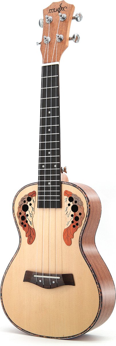 Knobbout Music United concert ukelele met dubbel druifblad en Vurenhout Volledig Pakket