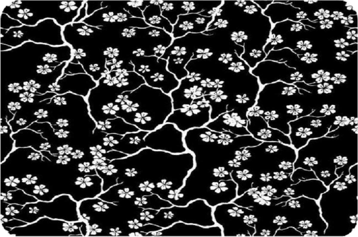 4X Placemat Blossom black | 30x45cm | anti-slip - onderlegger - tafeldecoratie - placemats kunststof