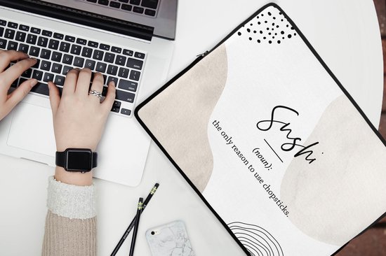 Housse ordinateur portable 15,6 pouces - Proverbes - Sushi - Dictionnaire - Citations - Définition sushi - Housse ordinateur portable - Dimensions intérieures 39,5x29,5 cm