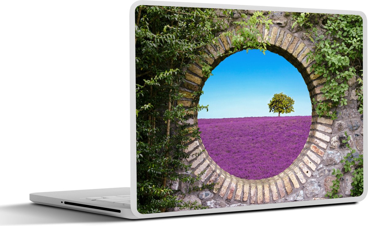 Laptop sticker - 17.3 inch - Lavendel - Doorkijk - Bloemen - Zomer - 40x30cm - Laptopstickers - Laptop skin - Cover