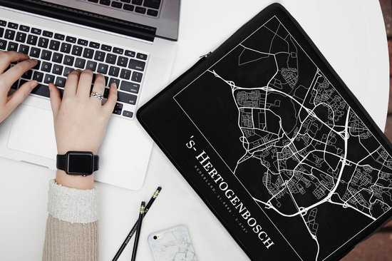 Housse pour ordinateur portable 15,6 pouces - Carte - 's-Hertogenbosch - Plan de la ville - Carte - Housse pour ordinateur portable - Dimensions intérieures 39,5x29,5 cm