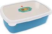 Broodtrommel Blauw - Lunchbox - Brooddoos - Robot - Gezicht - Antenne - Technologie - Jongen - Kind - 18x12x6 cm - Kinderen - Jongen