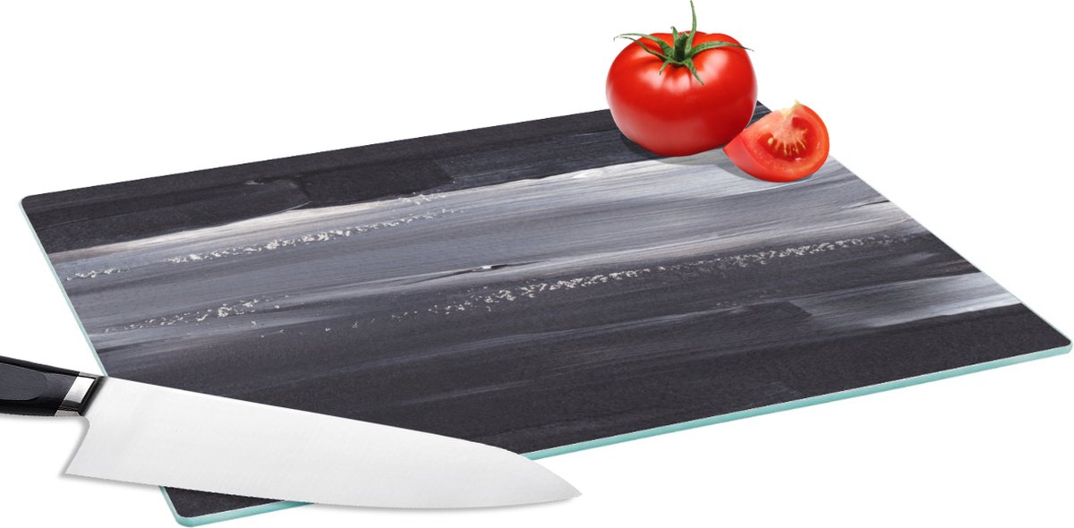 Glazen Snijplank - 39x28 - Verf - Abstract - Zwart - Snijplanken Glas
