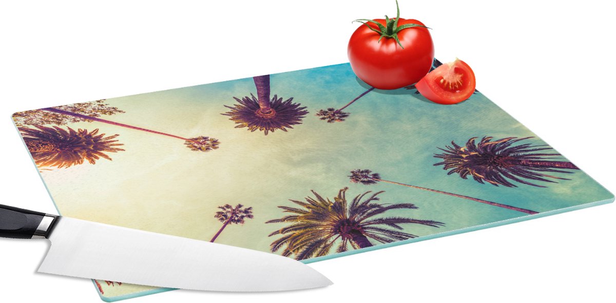 Glazen Snijplank - 39x28 - Palmboom - Lucht - Bomen - Zomer - Tropisch - Snijplanken Glas