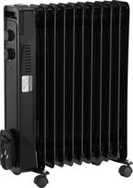 STAHLMANN Oliestraler radiator ZR17 2500 Watt - Elektrische verwarming energiebesparend tot 50 m² - Elektrische verwarming met thermostaat en 3 verwarmingsniveaus - Elektrische verwarming zwart