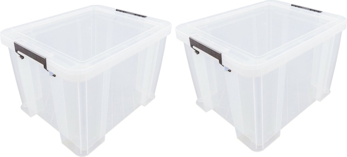 Whitefurze - 2x - Opbergbox - 36 liter - Transparant - 47 x 38 x 31 cm