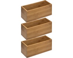5five opbergbox - 3x - voor sieraden/make-up - 23 x 9,5 cm - bamboe hout - nagellak box - sieraden box - make-up box - organizer