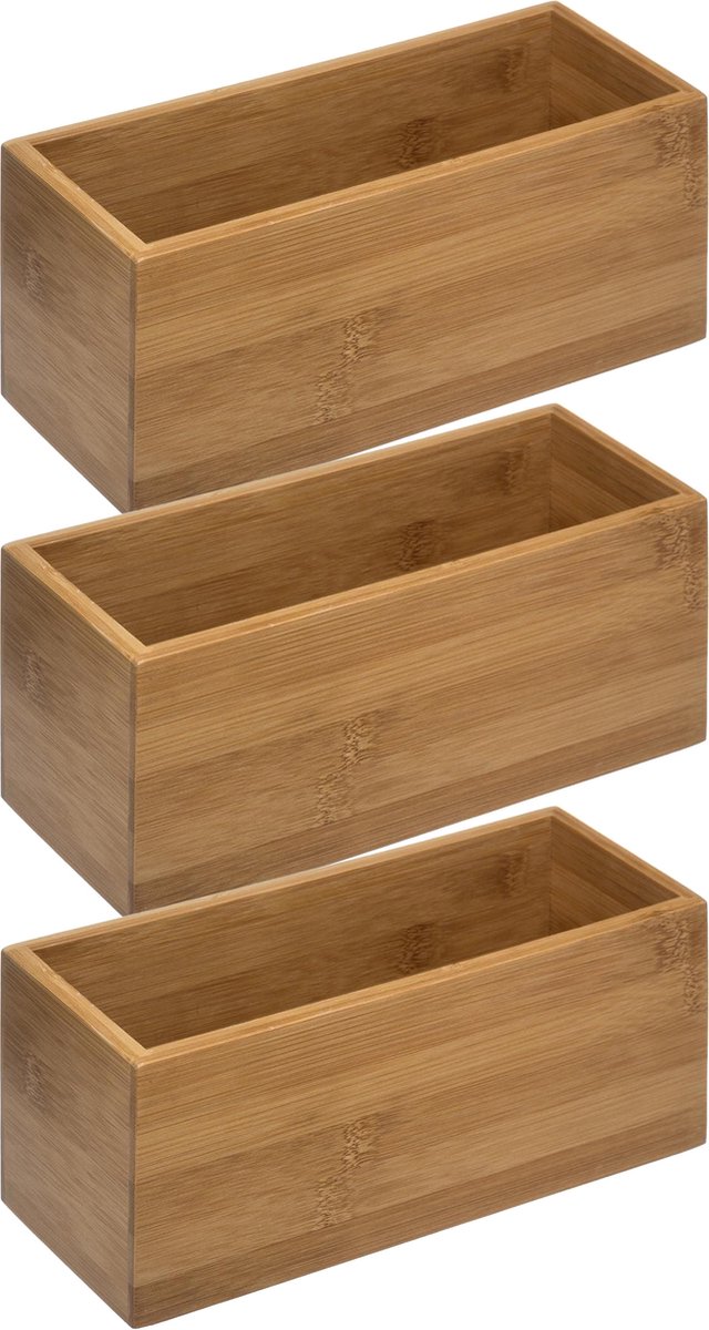 Goedkoopste 5five opbergbox - 3x - voor sieraden/make-up - 23 x 9,5 cm - bamboe hout - nagellak box - sieraden box - make-up box - organizer