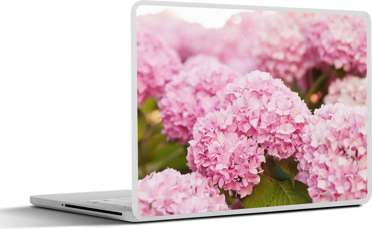 Laptop sticker - 11.6 inch - Struik - Bloemen - Roze - Hortensia - 30x21cm - Laptopstickers - Laptop skin - Cover