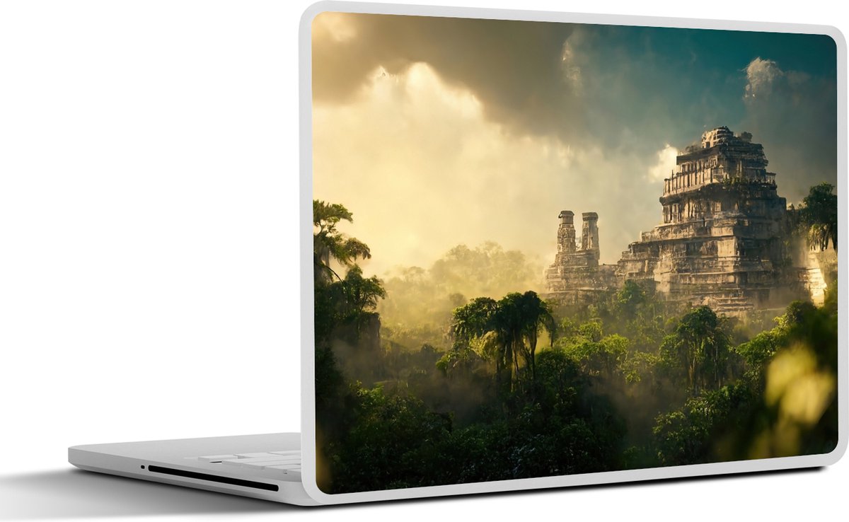 Laptop sticker - 17.3 inch - Tempel - Jungle - wolken - Lucht - Natuur - 40x30cm - Laptopstickers - Laptop skin - Cover