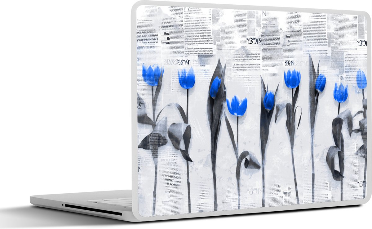 Laptop sticker - 17.3 inch - Bloemen - Tulpen - Blauw - 40x30cm - Laptopstickers - Laptop skin - Cover
