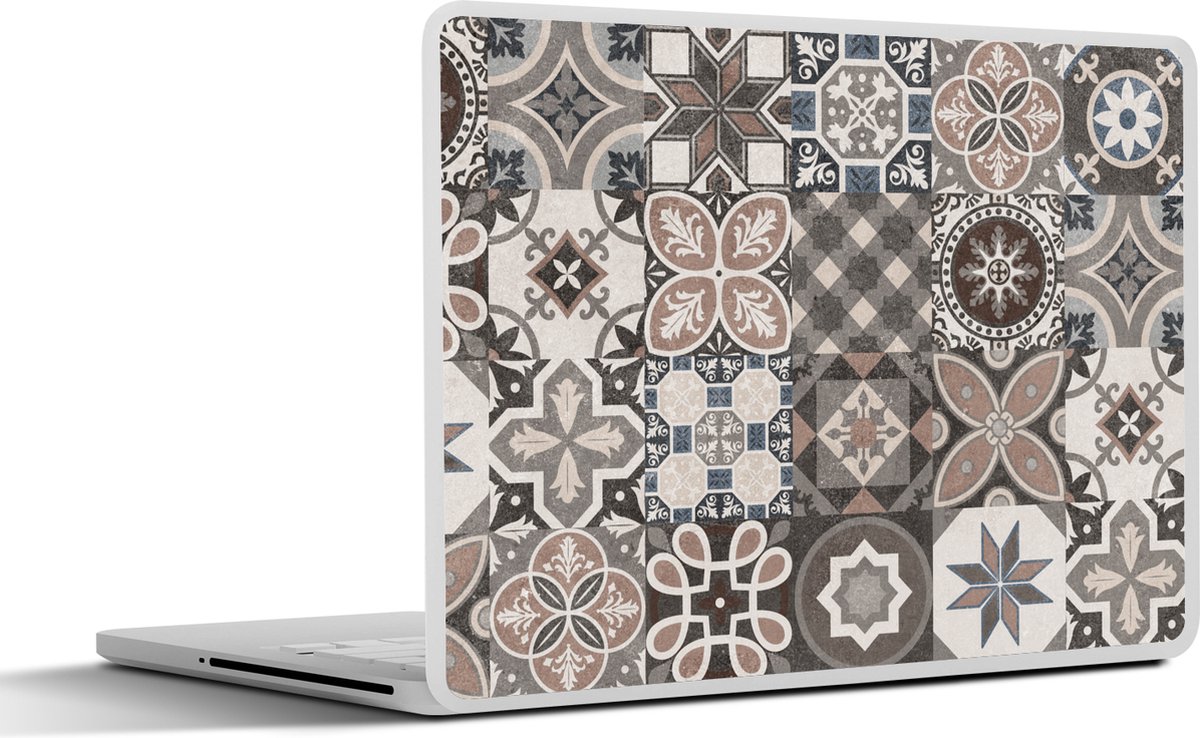 Laptop sticker - 10.1 inch - Bloemen - Figuren - Bruin - Design - 25x18cm - Laptopstickers - Laptop skin - Cover