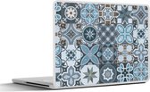 Laptop sticker - 15.6 inch - Design - Bloem - Blauw - Figuren - 36x27,5cm - Laptopstickers - Laptop skin - Cover