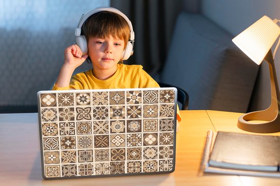 Sticker pour ordinateur portable - 11,6 pouces - Design - Fleurs - Marron - Nature - Vintage - 30x21cm - Autocollants pour ordinateur portable - Skin pour ordinateur portable - Housse