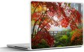 Laptop sticker - 17.3 inch - Japanse esdoorn - Bomen - Brug - Natuur - Japans - 40x30cm - Laptopstickers - Laptop skin - Cover