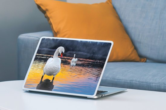 Laptop sticker - 11.6 inch - Zwaan - Vogel - Zonsondergang - Water - 30x21cm - Laptopstickers - Laptop skin - Cover