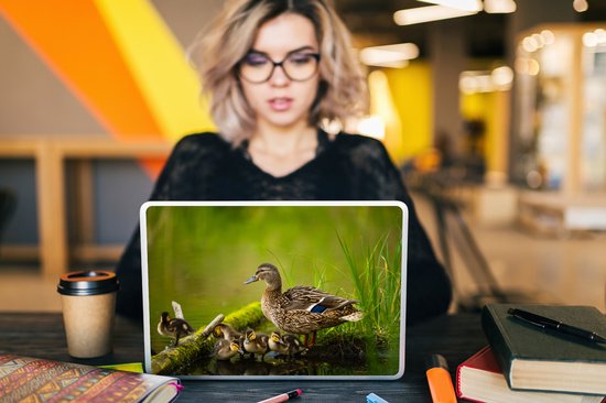 Laptop sticker - 14 inch - Eend - Vogels - Water - Tak - Mos - 32x5x23x5cm - Laptopstickers - Laptop skin - Cover