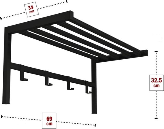 Vrijstaande Metaal Kapstok - 150 Cm Kledingrek Voor Het Ophangen Van Kleding Hoeden En Tassen Kapstok Voor Entree Woonkamer Slaapkamer Kantoor