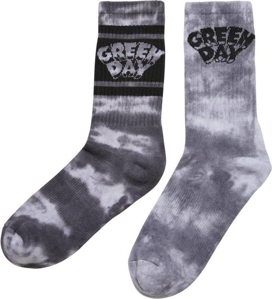 Merchcode Green Day - Green Day Tie Die 2-Pack Sokken - 39/42 - Zwart/Wit