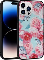 Mobigear Hoesje geschikt voor Apple iPhone 14 Pro Telefoonhoesje Hardcase | Mobigear Flowers Backcover | iPhone 14 Pro Case | Back Cover - Model 3