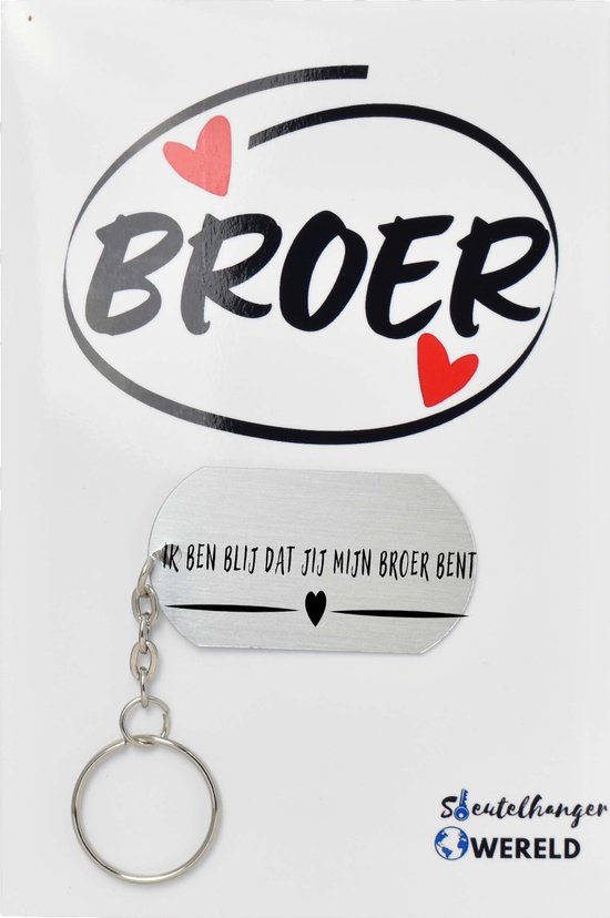 Foto: Ik ben blij dat je mijn broer bent sleutelhanger inclusief kaart broer cadeau broer leuk kado voor je broer om te geven 2 9 x 5 4cm