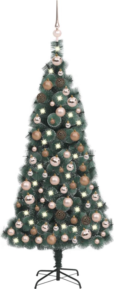 Prolenta Premium - Kunstkerstboom met LED's en kerstballen 120 cm PVC en PE groen
