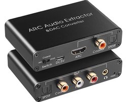 NÖRDIC SGM-176 HDMI Audio extractor ARC - DAC converter - 2xRCA - SPDIF - 3,5mm Audio - Zwart