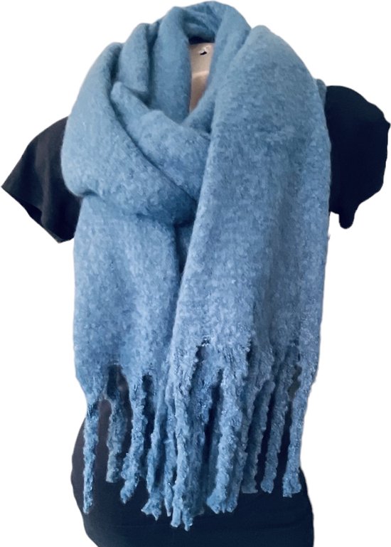Warme Sjaal - Dikke Kwaliteit - Effen - Blauw - 180 x 55 cm (22-1)
