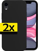 Hoesje Geschikt voor iPhone XR Hoesje Siliconen Case - Hoes Geschikt voor iPhone XR Hoes Siliconen - Zwart - 2 Stuks