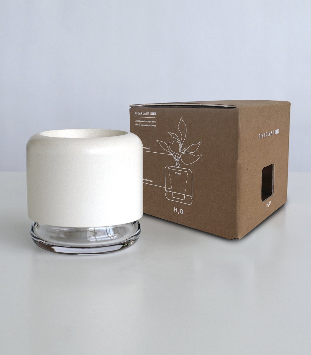 Handgemaakte zelfwaterende plantenpot - bloempot met waterreservoir | Pikaplant Geo h2o | keramiek/glas — cadeau in Wonen & Interieur - foto 2