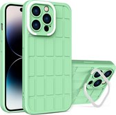 Mobigear Hoesje geschikt voor Apple iPhone 14 Pro Telefoonhoesje Hardcase | Mobigear Cube Backcover met Standaard | iPhone 14 Pro Case | Back Cover - Groen